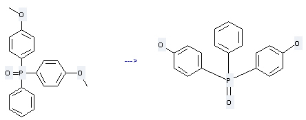 p,p-(Phenylphosphinylidene)bisphenol can be prepared by Phenyl-di-(4-methoxy-phenyl)-phosphinoxyd at the ambient temperature